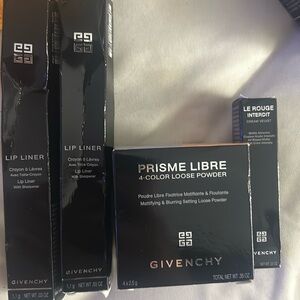 Givenchy 4-color loose powder, two lip liner pencils, lipstick NIB